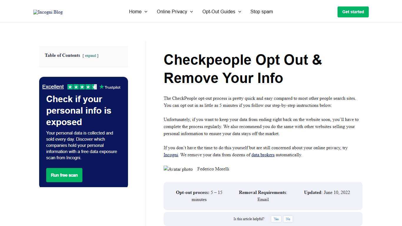 Checkpeople Opt Out & Remove Your Info [2026] Incogni