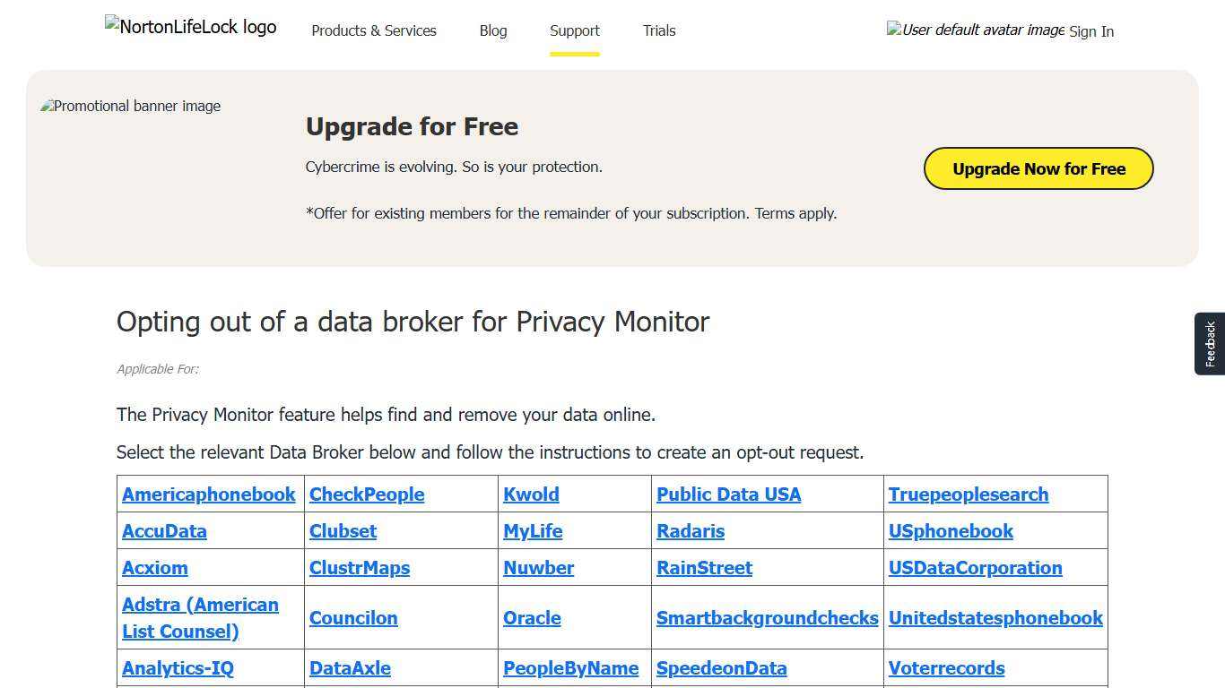 Opting out of a data broker for Privacy Monitor